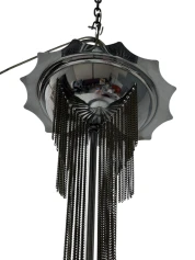 Art Deco Chandelier, Chrome & Glass, Dutch Design, 1930s